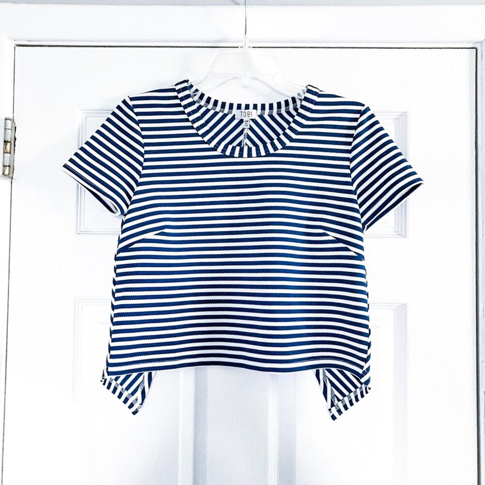 TOBI Striped Open Back Crop Top